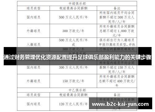 通过财务管理优化资源配置提升足球俱乐部盈利能力的关键步骤